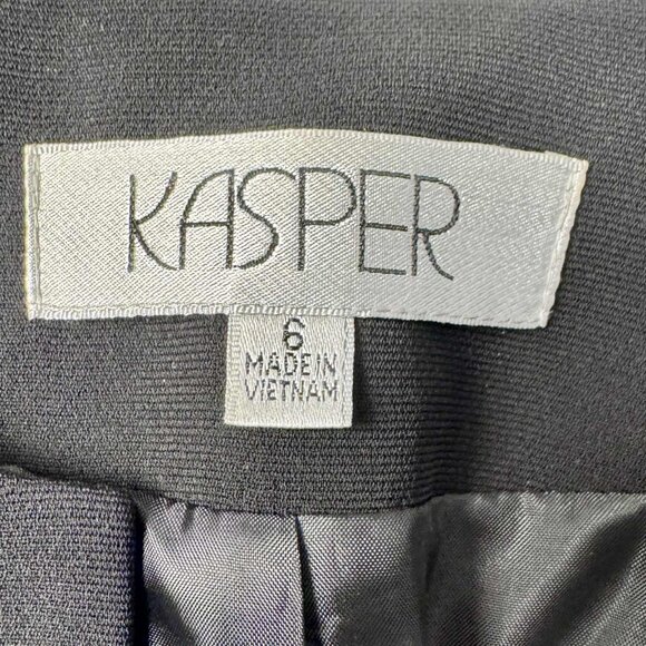 Kasper Black & White Textured Open Front Blazer - Size 6 - Picture 8 of 9